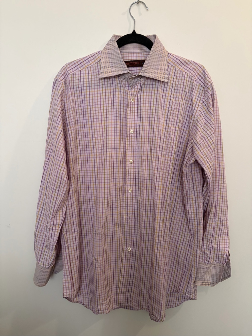 Etro Italy Checked Cotton Dress Shirt - 42